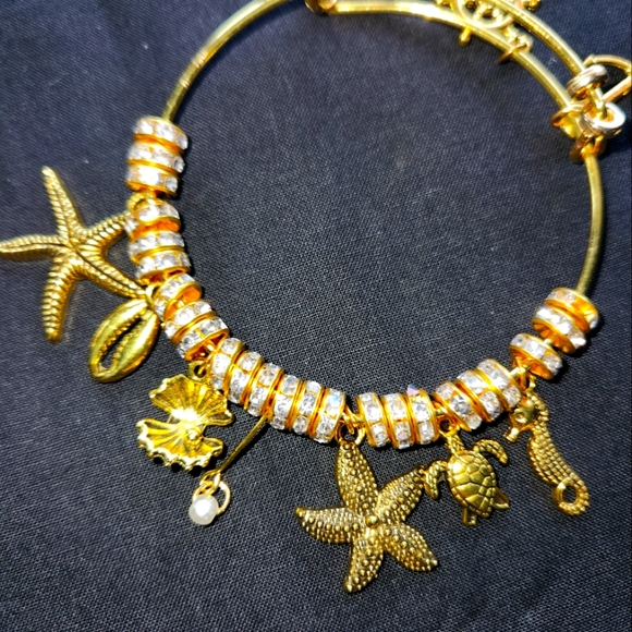 Hand Crafted Jewelry Gold Bangle Charm Bracelet Poshmark
